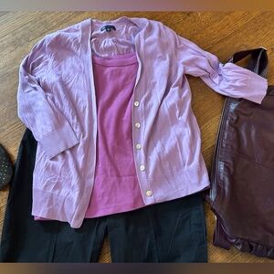 2/$20 GAP pale purple 100% cotton crop cardigan, S, 3/4 sleeves, romantic boho